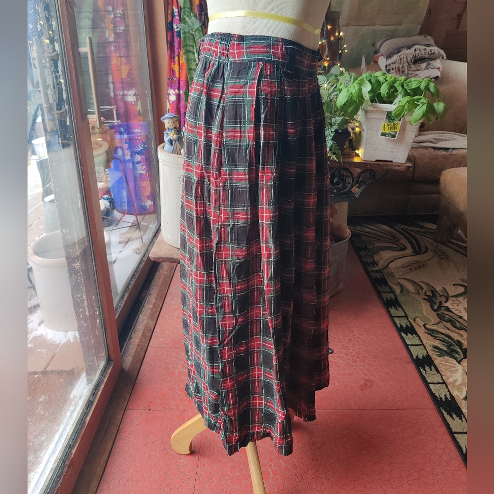 Briggs New York Plaid Skirt M Vintage Rayon Pockets Pleated Preppy Academia - Picture 4 of 12